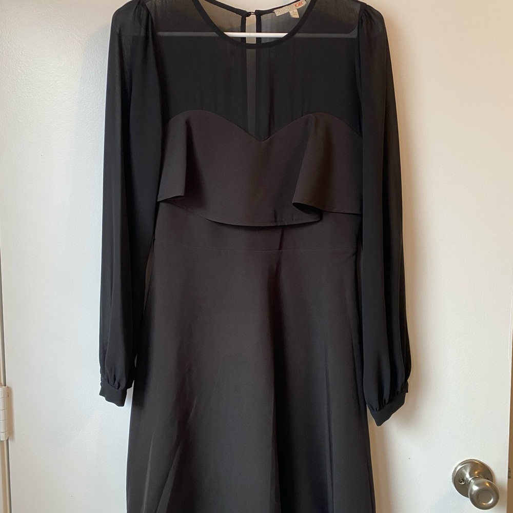 Gianni Bini Black Chiffon Dress Soft Goth Coquette Noir Dark Academia S
